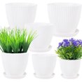 thumbnail image 1 of 7.5/6.6/5.8/5.1/4.3/3.5 inches Plant Pots Indoor Outdoor,Happon 6 Pack Plant Flower Pots with Drainage Holes and Saucers,Plastic Planters Nursery Pots for Flowers, Herbs, Succulents, and Seedlings, 1 of 7