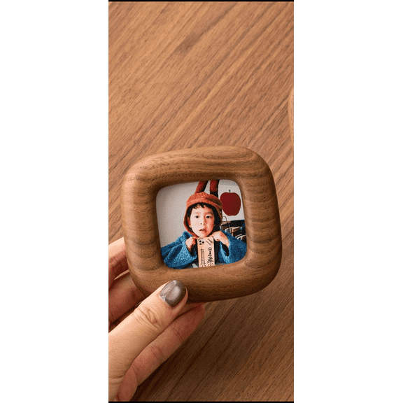 7.5*7.5cm Picture Frame with 5x5cm Mat - Solid Teak Wood small Cute Frame, Wall & Tabletop Display for Family Photos & Wedding Décor (Teak)