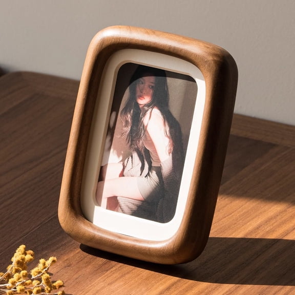7.5*7.5cm Picture Frame with 5x5cm Mat - Solid Teak Wood small Cute Frame, Wall & Tabletop Display for Family Photos & Wedding Décor (Teak)