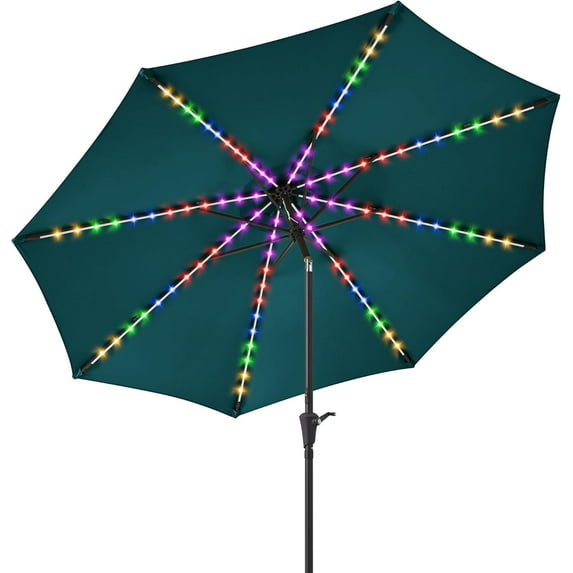 7.5/9/10 ft Outdoor Patio Umbrella with Solar Lights - Small Heavy Duty ...
