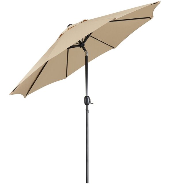 7.5/9/10FT Outdoor Patio Umbrella w/ Push Button Tilt and Crank, 6/8