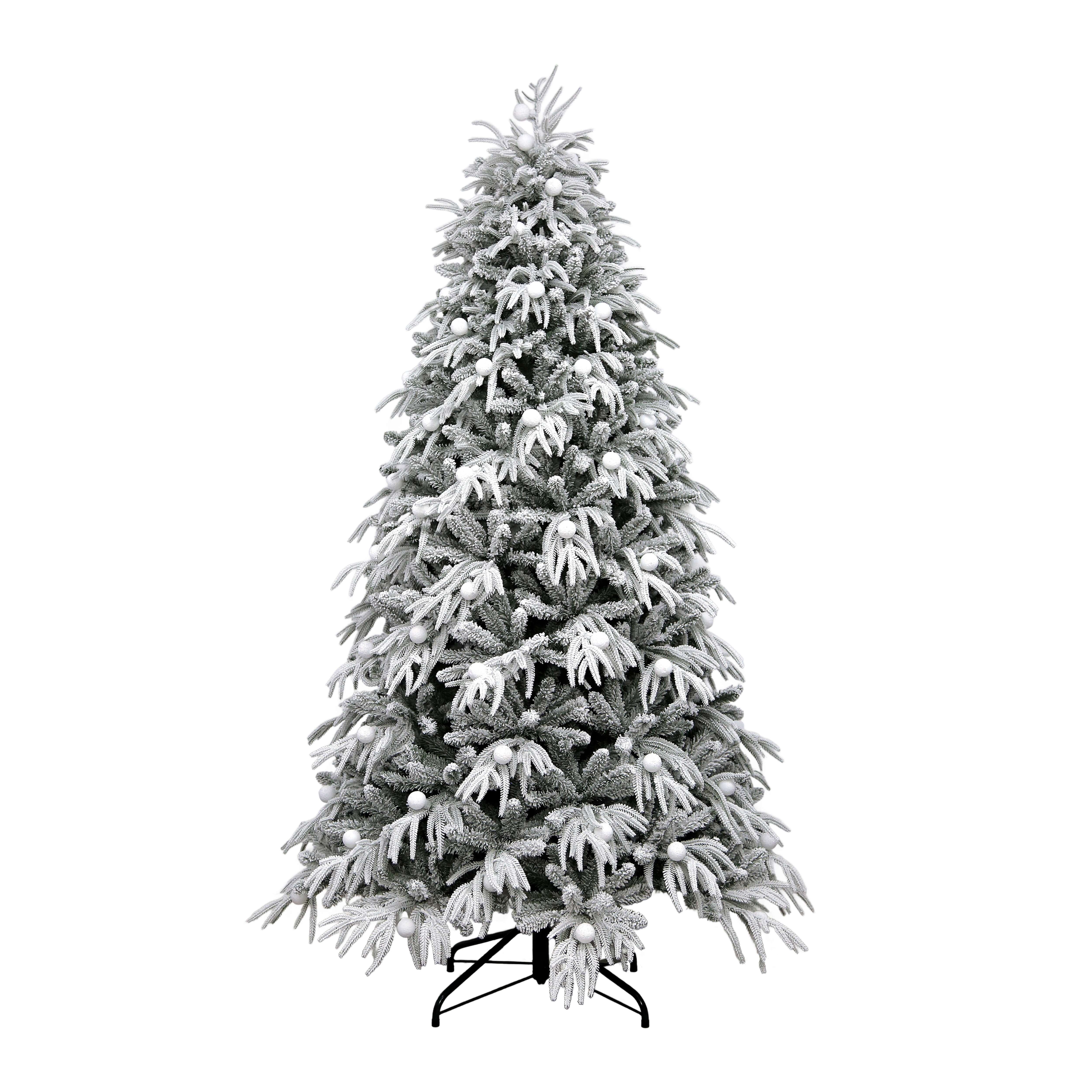 7.5' Pre-Lit Aurora Full Snow-Flocked Green Artificial Christmas Tree with 600 Warm White LED Lights and Stand, by Holiday Time