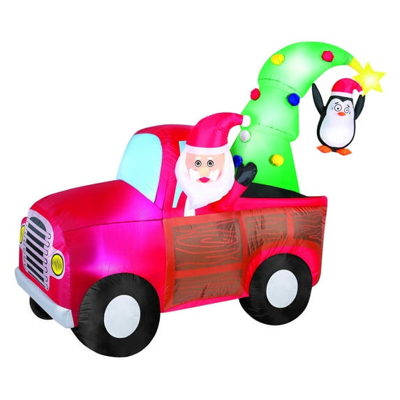 7.5' Airblown Santa Wagon Christmas Inflatable