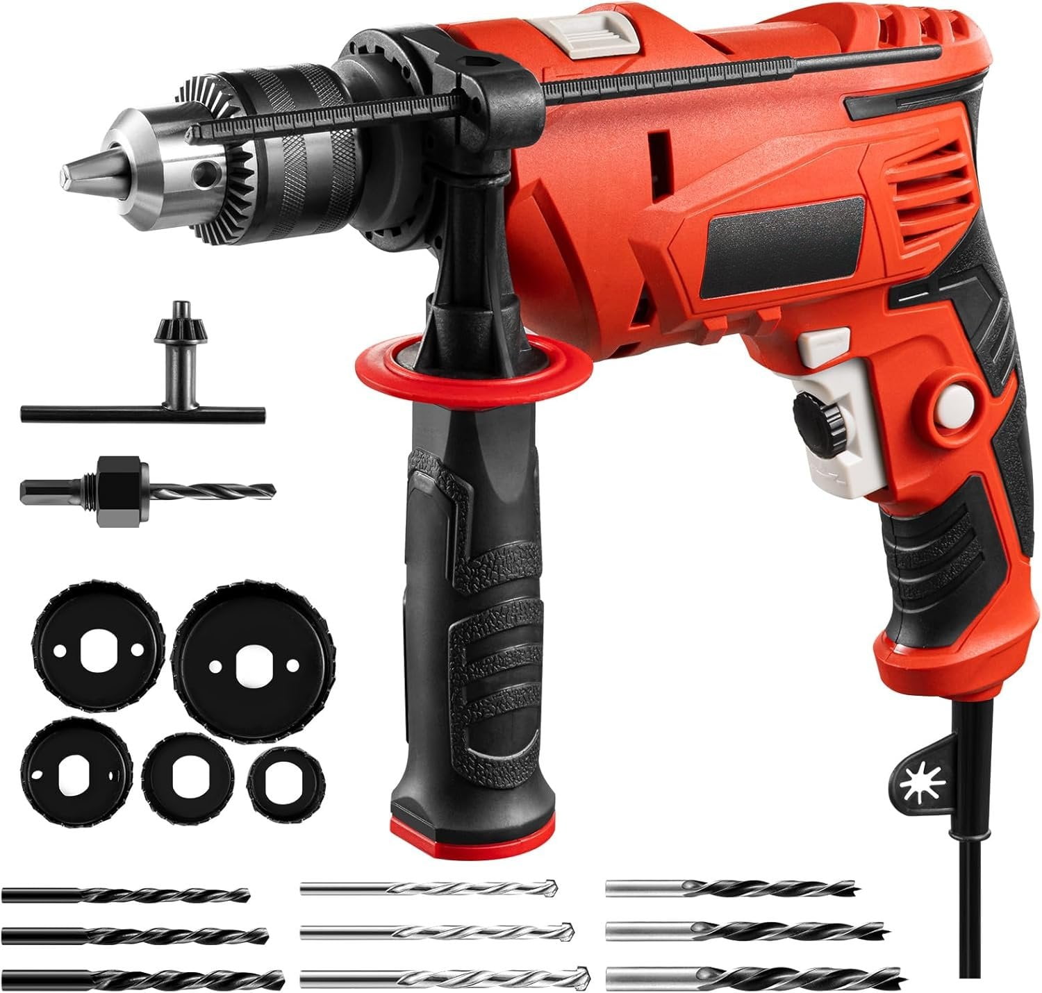 7.5 Amp Hammer Drill, 1/2 Inch Drill Hammer, 900W 0-3000RPM Variable ...