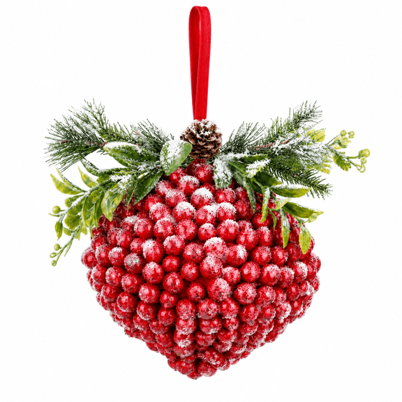 7.5" Artificial Christmas Kissing Ball, Red Berry Mistletoe Ornament