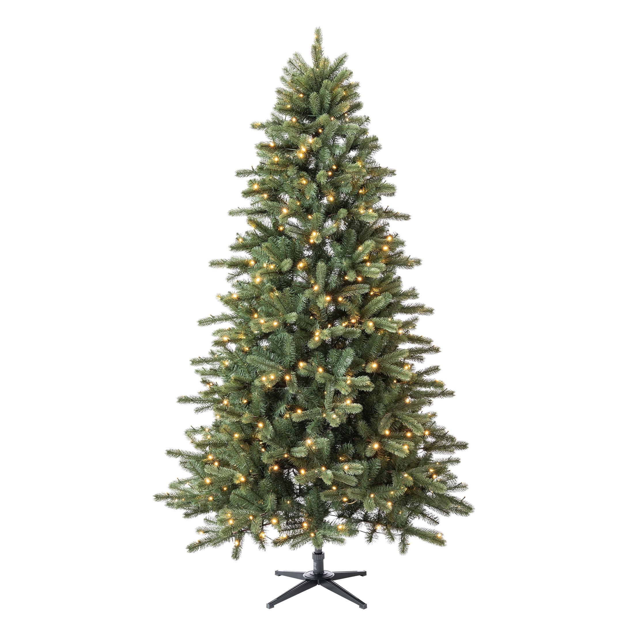 7.5’ Birchwood Fir Prelit Green Artificial Christmas Tree with Warm White Twinkle LED Lights and Quick Set, by Holiday Time