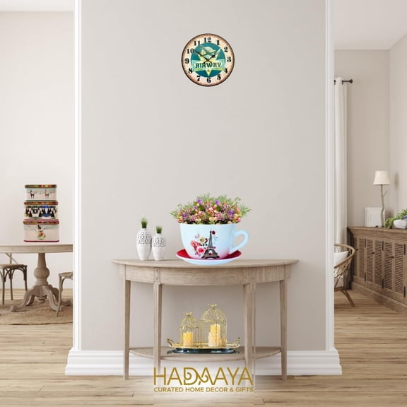 7.5 Inch Ceramic Teacup Planter with Saucer - Red Paris Eiffel Tower Design for Succulents and Indoor Plants