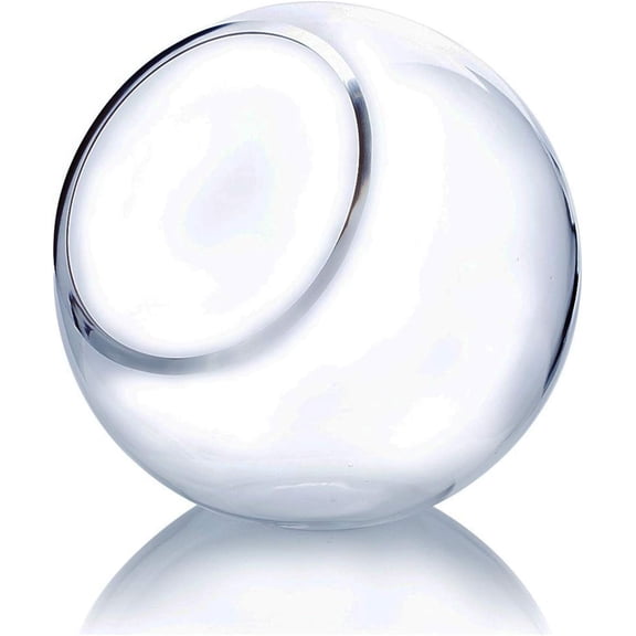 7.5" Clear Slant Cut Glass Vase - Round Globe Terrarium, Candy Dish, Floral Container for Home Decor, 1 Piece