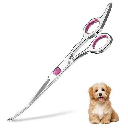 7.5" Curved Dog Grooming Scissors with Safety Round Tips,Light Weight Professional Pet Grooming Shears Stainless Steel for Dogs Cats Pets