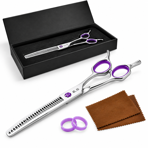 7.5" Dog Chunker Shears - 30°d Pet Ese 440c Stainless Steel 30b & Teeth 60% Thinning Rate Reversibleerfly Handles For Face Nose Bo