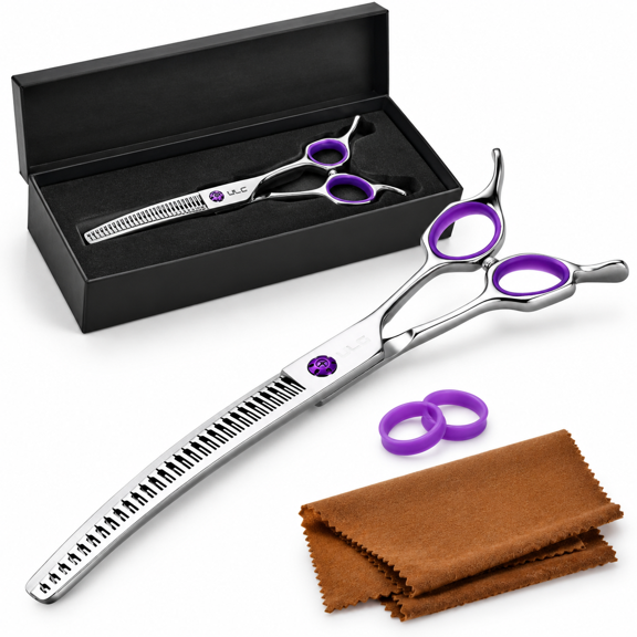 7.5" Dog Chunker Shears - 30°d Pet Ese 440c Stainless Steel 30b & Teeth 60% Thinning Rate Reversibleerfly Handles For Face Nose Bo