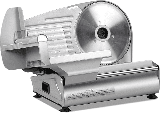 Compact Silver Electric Meat Slicer with Stainless Steel Blade