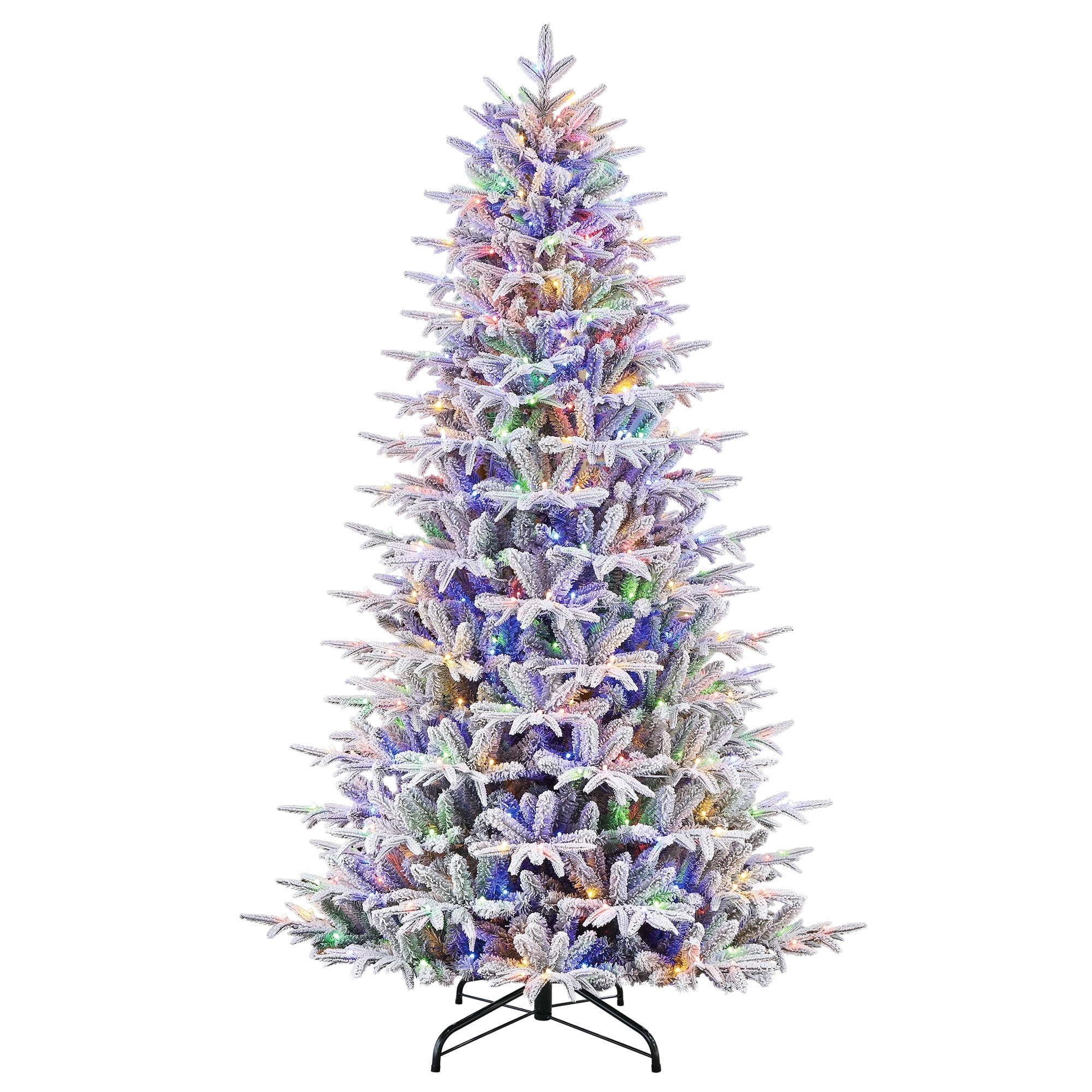 7.5' Pre-Lit Aberdeen Spruce Snow-Flocked Green Artificial Christmas Tree with 400 Color-Changing LED Lights and Stand, by Holiday Time