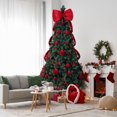 thumbnail image 1 of 7.5 FT Artificial Christmas Tree with DIY 300 Warm White LED Lights, Hinged Xmas Pine Tree with Giant Bowknot and Red Ball Ornaments for Holiday Party Office Home, 1 of 9