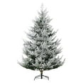 thumbnail image 1 of 7.5 FT Artificial Christmas Tree, Flocked Hinged Xmas Tree with 1218 Tips, Steel Base, Auto Open, Green, 1 of 9