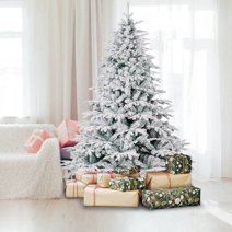 7.5 ft Pre-lit Flocked Slim Northern Fir PE/PVC Tree 400 UL Clear ...