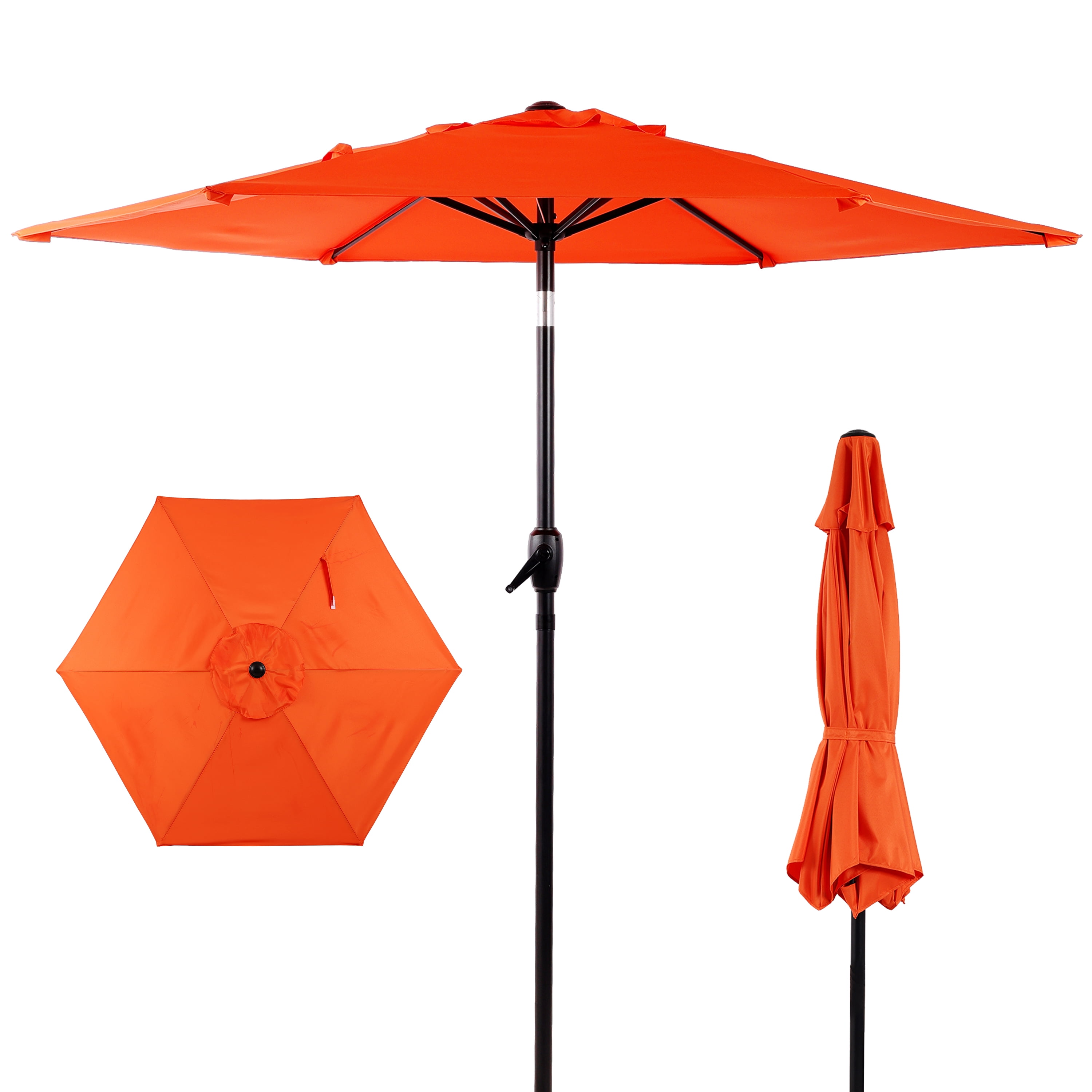 7.5 FT Patio Umbrella, Outdoor Market Yard Umbrella, Sun Shade Umbrella with Push Button Tilt and Crank Mechanism for Garden, Deck, Pool and Backyard, Not Include Umbrella Base, Orange