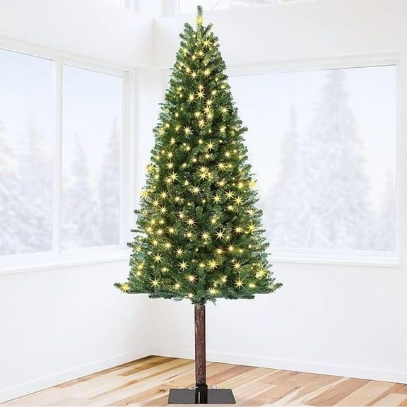 7.5 FT Unlit Artificial Christmas Tree, Luxuriant Verdant Realistic Xmas Tree with 950 PVC Branch Tips & Folding Metal Stand, Unlit Pine Tree for Party