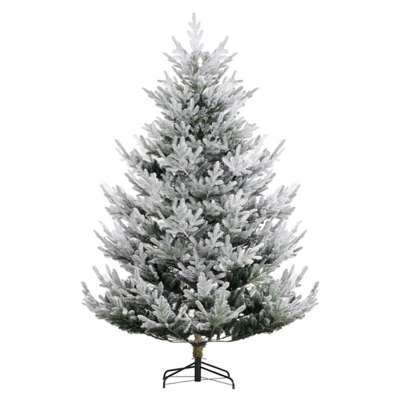 7.5 Foot Artificial Christmas Tree, Pine Hinged Xmas Tree with 1218 Realistic Branches, Steel Base, Auto Open, Green