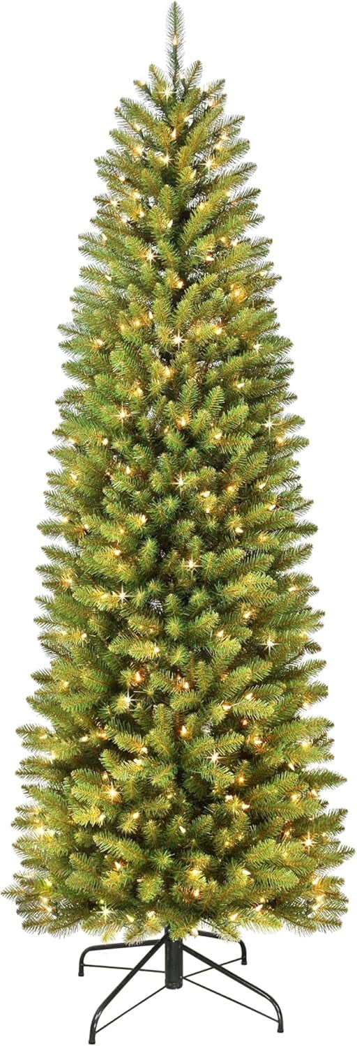 7.5-Foot Green Pre-Lit Fraser Fir Pencil Christmas Tree with Clear Lights