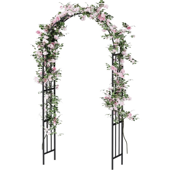 7.5 Ft Metal Garden Arch Arbor Trellis for Climbing Various Plants Lawn, Outdoor Party, Ceremony Decoration, Backyard Lawn, Party, Black, 4489.517.7