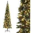 7.5 Ft Pencil Christmas Tree PreLit Holiday Tree with Clear Lights