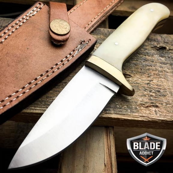 7.5" GENUINE BONE HANDLE FULL TANG Skinner Hunting Knife Camping Fishing Stainless Steel Blade