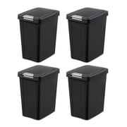 7.5 Gallon TouchTop Wastebasket with Lid That Opens with Touch, Conceals Trash in the Kitchen, Bathroom, Mudroom or Office, Black, 4-Pack