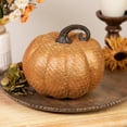 thumbnail image 1 of Northlight 7.5" Gold and Orange Textured Greek Key Pumpkin Fall Decoration, 1 of 7