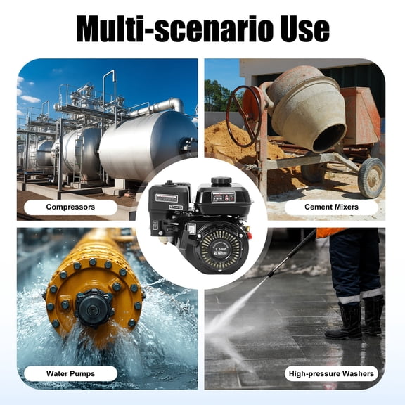 7.5 HP 4 Stroke Gasoline Engine 212cc Air Cooled Horizontal Gas Engine Motor Black 14.96*15.35