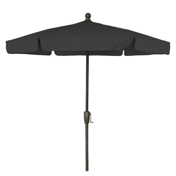 Fiberbuilt 7.5' Hex Home Garden  Umbrella 6 Rib Crank Champagne Bronze with Black Vinyl Coated Weave Canopy