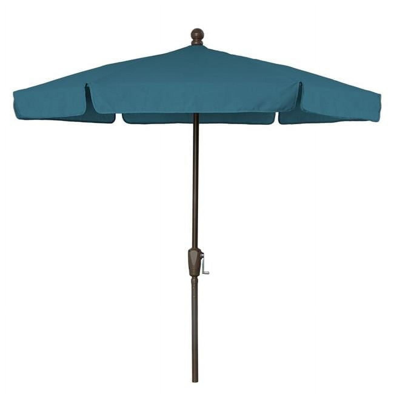 7.5' Teal Vinyl Coated Weave Garden Umbrella with Champagne Bronze Frame
