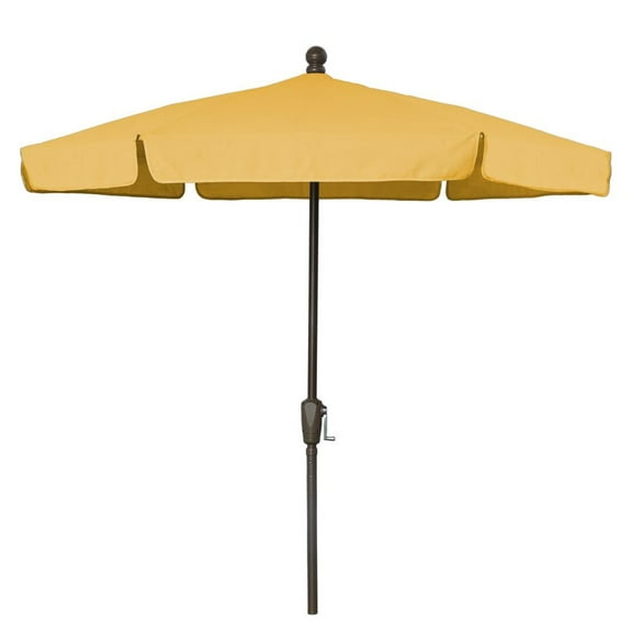 7.5' Hex Home Garden Umbrella 6 Rib Crank Champagne Bronze with Yellow Vinyl Coated Weave Canopy