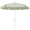 thumbnail image 1 of 7.5 Hex Home Garden Umbrella 6 Rib Crank White with Natural Vinyl Coated Weave Canopy, 1 of 2