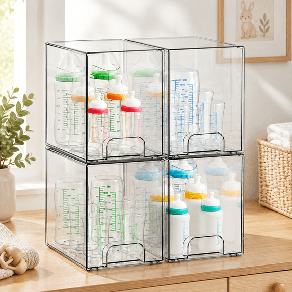 7.5" High Stackable Storb4 Pack Bottle Station And Organizer For ...