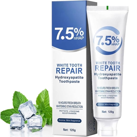 7.5% Hydroxyapatite Toothpastes for Enamel Protection and Tooth Strengthening, Gentle Mint, Fresh Breath, Daily Use for Oral Health (Gentle Mint)