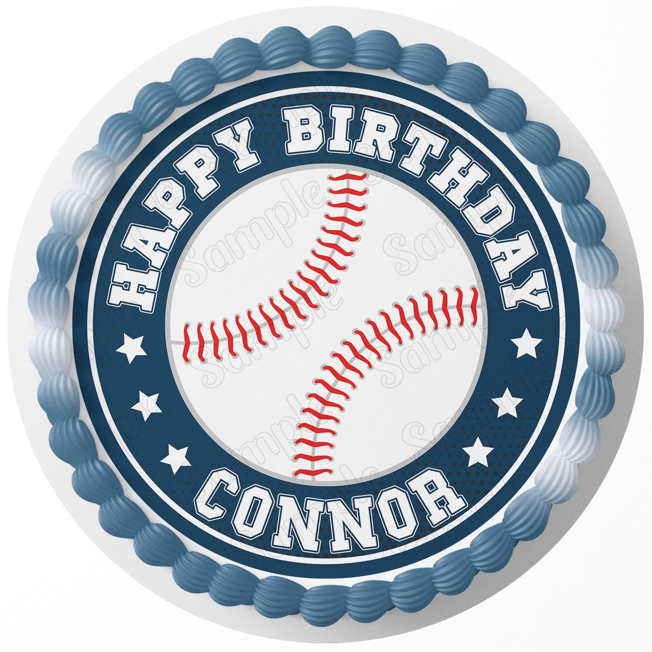 7.5 Inch Baseball Cake Topper Round Edible Birthday Cake Decorations