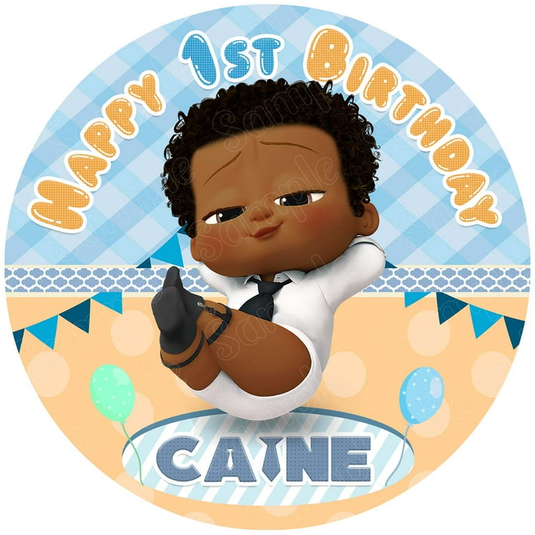 Inch Boss Baby African American RD Cake Topper Round Edible