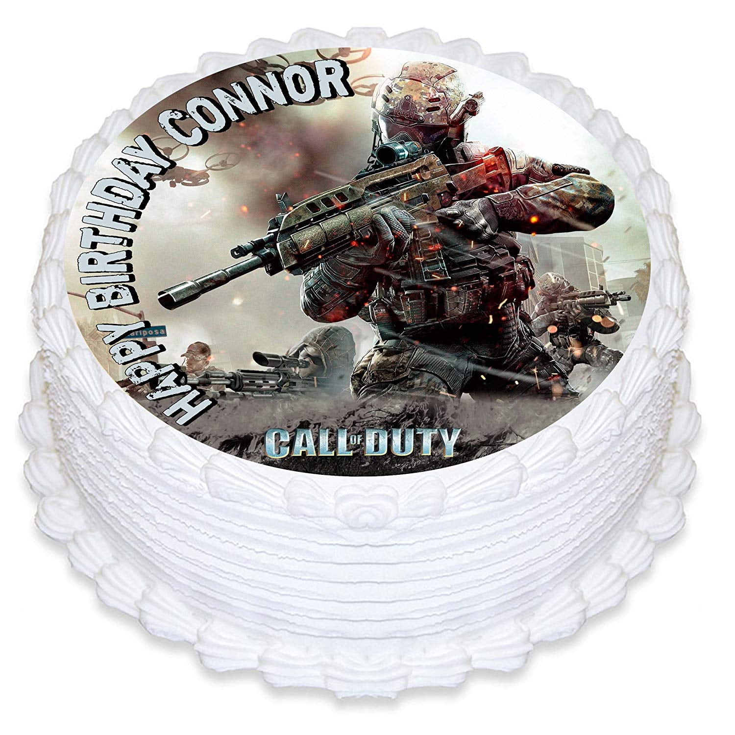 7.5 Inch Call of Duty WWll Cake Topper - Round Edible Birthday Cake  Decorations, Happy Birthday Cake - Walmart.com, image size:1500x1500