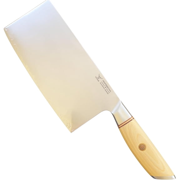 7.5-Inch Cleaver Knife, 3-Layer 10Cr15CoMoV Damascus Steel Blade, Razor Sharp Butcher Knife for Meat, Bone & Vegetables, Pakka Wood Handle, Gift Box