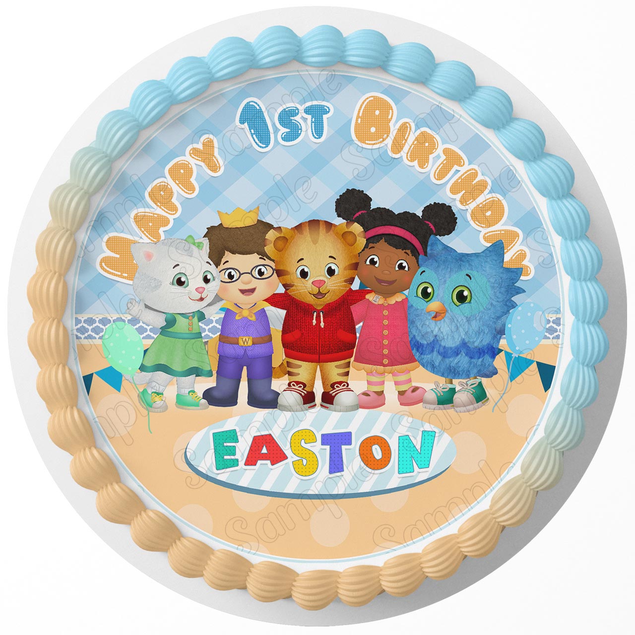 7.5 Inch Daniel Tiger Cake Topper Round Edible Birthday Cake