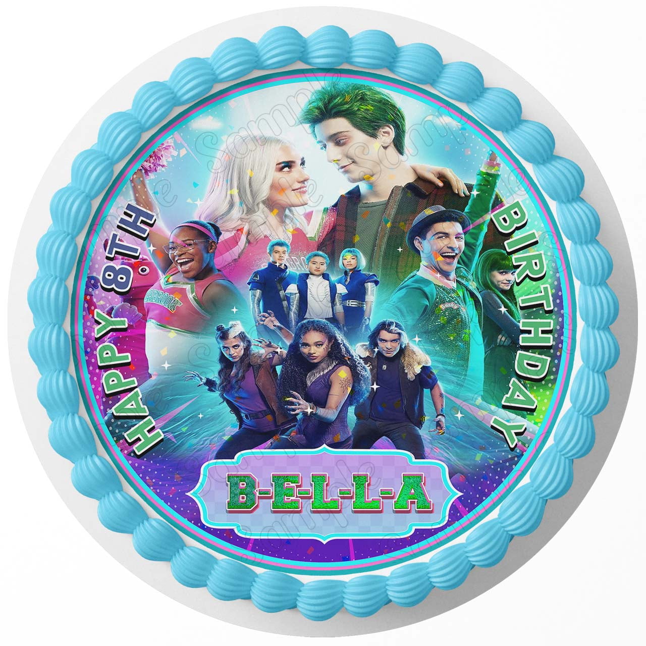 7.5 Inch Disney Zombies Aliens Werewolf Cake Topper Round Edible