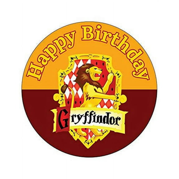 7.5 Inch Edible Cake Toppers Harry Potter Gryffindor Crest White Themed Birthday Party Collection of Edible Cake Decorations fits 8 inch round cake or larger