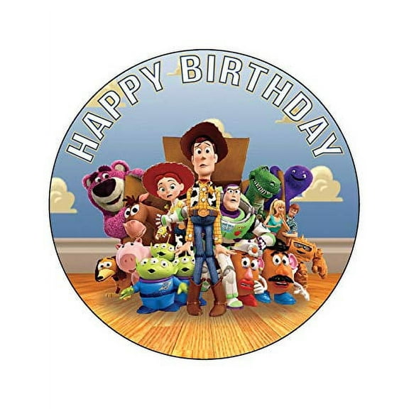 7.5 Inch Edible Cake Toppers Toy Story Themed Birthday Party Collection of Edible Cake Decorations fits 8 inch round cake or larger