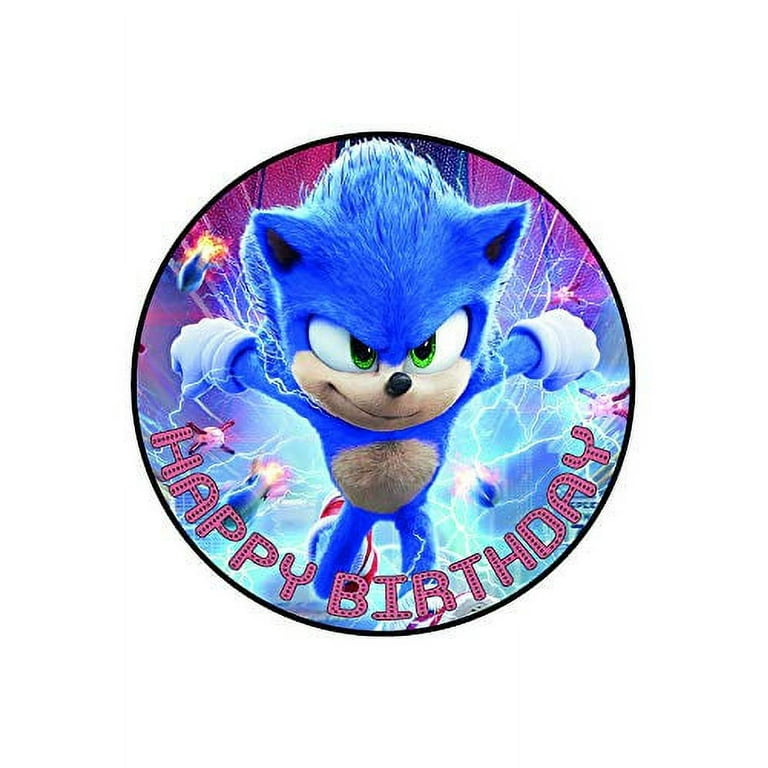 7.5 Inch Edible Sonic Cake Toppers – Themed Birthday Party Collection of  Edible Cake Decorations fits 8 inch round cake or larger