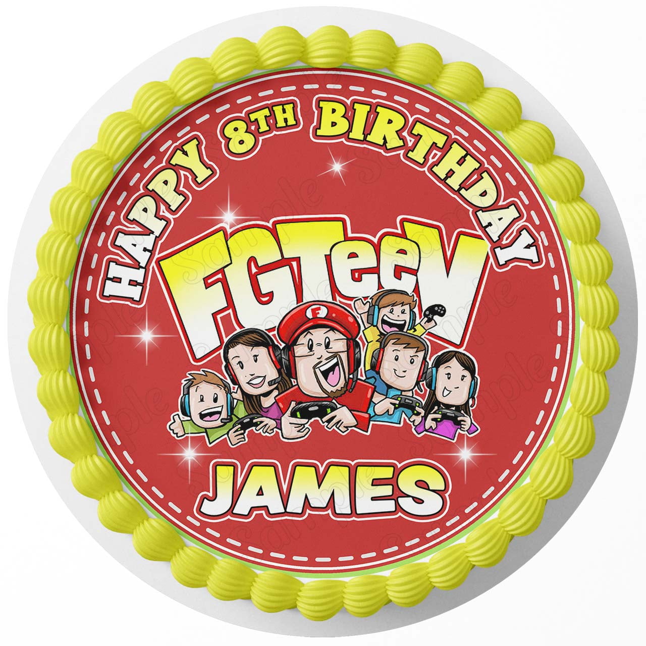 7.5 Inch FGTeeV Gaming Gamer RD Cake Topper - Round Edible Birthday