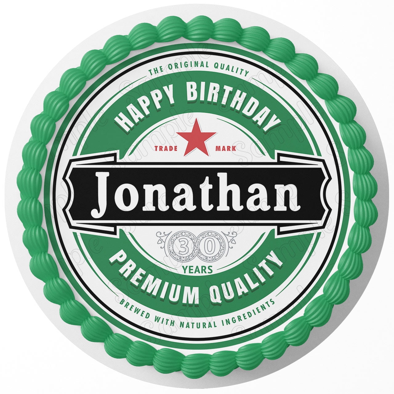 7.5 Inch Heineken Cake Topper Round Edible Birthday Cake Decorations