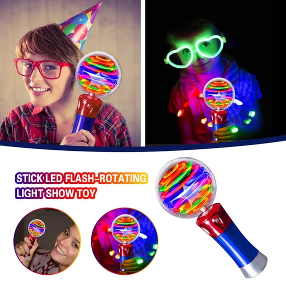 7.5 Inch LED Rotating Color Changing Light Up Magic Ball Wand for Kids Boys Girls Glowing Toy for Birthday Party Favors Halloween Night Events