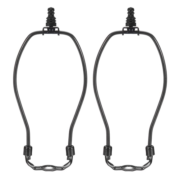 7.5 Inch Lamp Harp Kit with 1" Tall Iron Finial, 2 Set Heavy Duty Bracket with Standard Saddle & Finial Detachable Shade Holder for Table Floor Lamps, Black