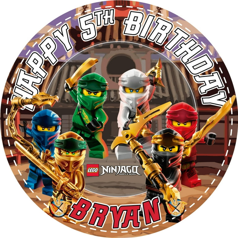 7.5 Inch Lego Ninjago Cake Topper Round Edible Birthday Cake Decorations Happy Birthday Cake